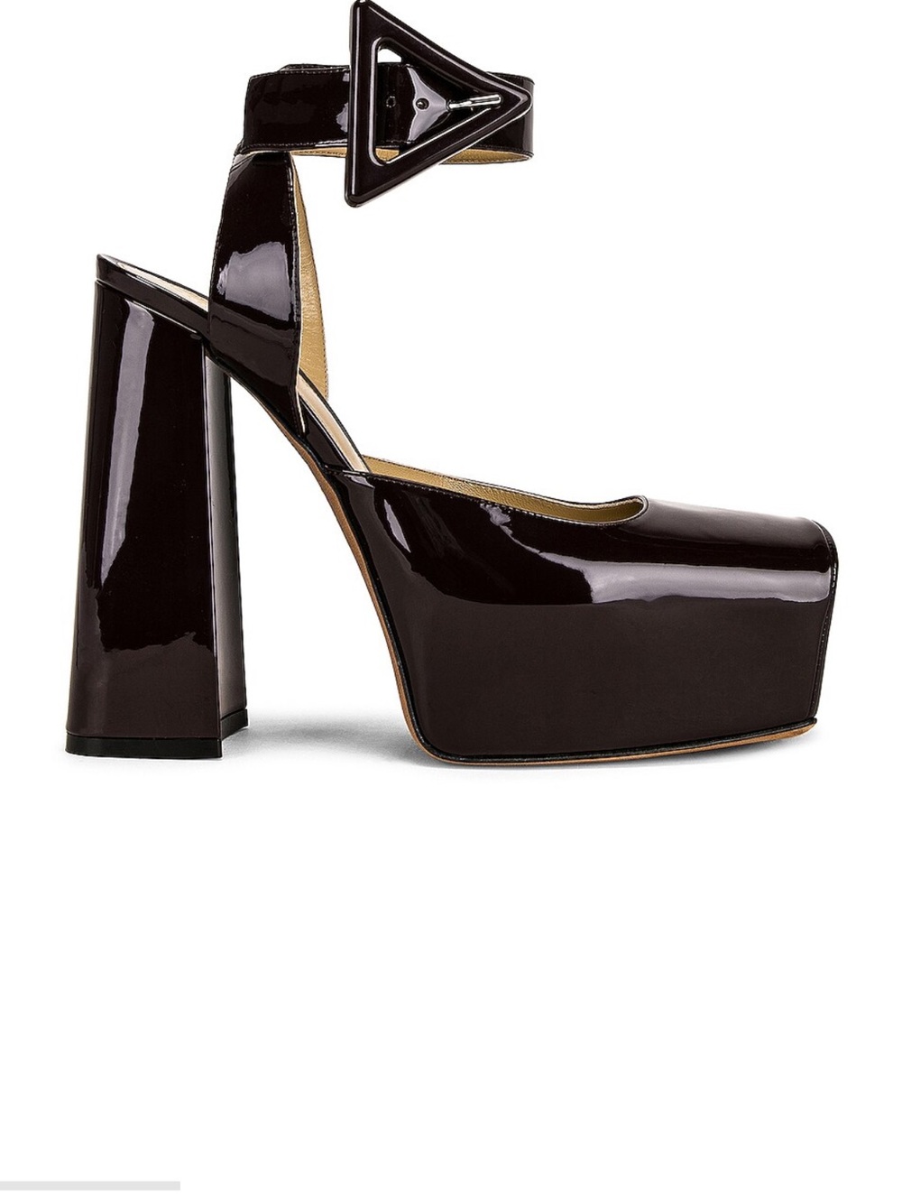 BOTTEGA VENETA Patent Platform Block Heel Ankle-Strap Pumps - Dark Brown - Picture 13 of 15